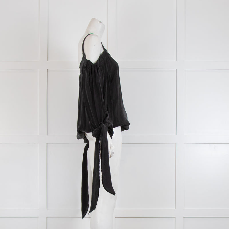 Iris & Ink Black Off Shoulder Top with Elasticated Hem