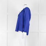 Munthe Blue Silk Blouse With Bib Front & Ties