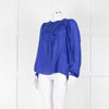 Munthe Blue Silk Blouse With Bib Front & Ties
