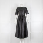 Umit Kutluk Black Leather Short Sleeve Dress