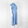 Woolrich Pale Blue Cotton Short Sleeve Dress With Button Front
