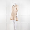 Self-Portrait Beige Smocked Waist Open Back Mini Dress