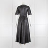 Umit Kutluk Black Leather Short Sleeve Dress
