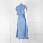 Woolrich Pale Blue Cotton Short Sleeve Dress With Button Front