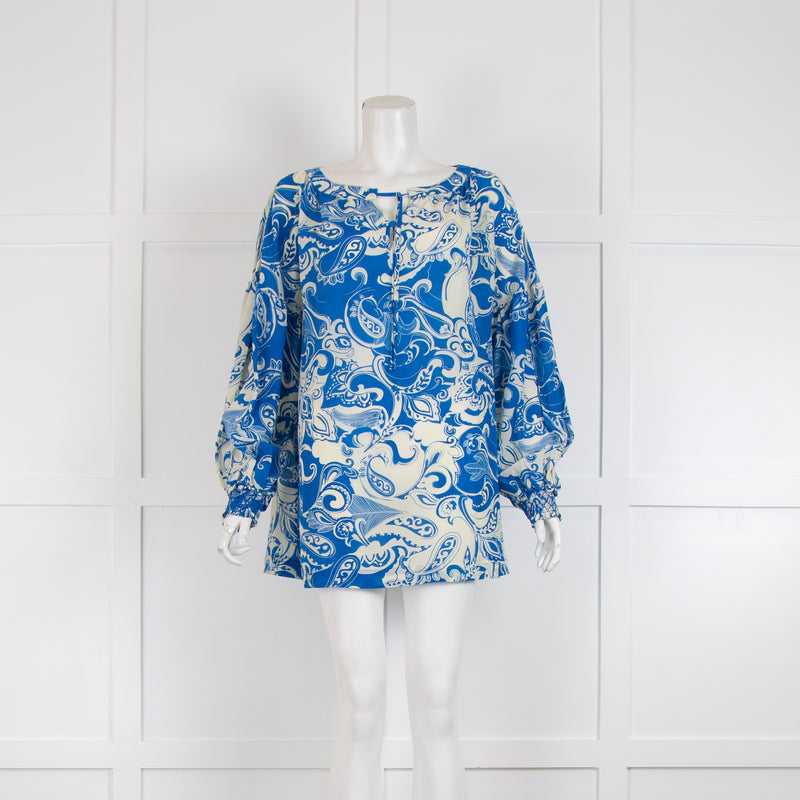 Joyce & Girls Blue & White Patterned Blouse