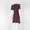 Self-Portrait Red and Black Tweed Stretch Mini Dress with Bow Brooch