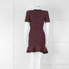 Self-Portrait Red and Black Tweed Stretch Mini Dress with Bow Brooch