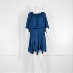 Halston Heritage Blue Off The Shoulder Short Sleeve Dress