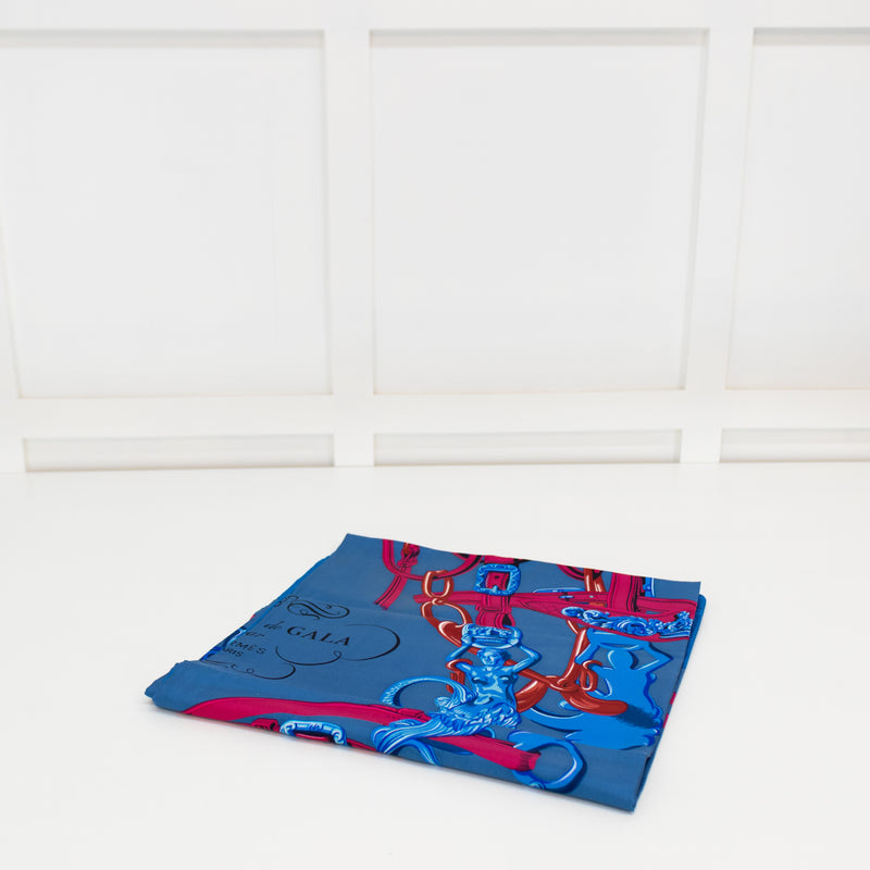 Hermes Blue and Pink Brides de Gala 140 Silk Scarf