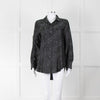 Equipment Black and Grey Animal Print Collared Shirt