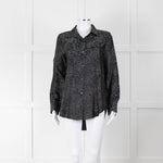 Equipment Black and Grey Animal Print Collared Shirt