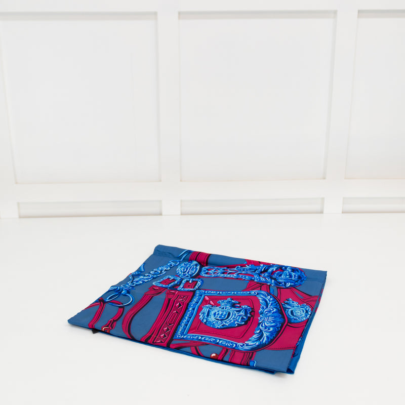 Hermes Blue and Pink Brides de Gala 140 Silk Scarf