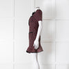 Self-Portrait Red and Black Tweed Stretch Mini Dress with Bow Brooch