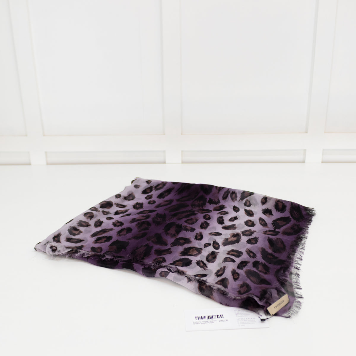 Burberry Purple Leopard Chiffon Scarf