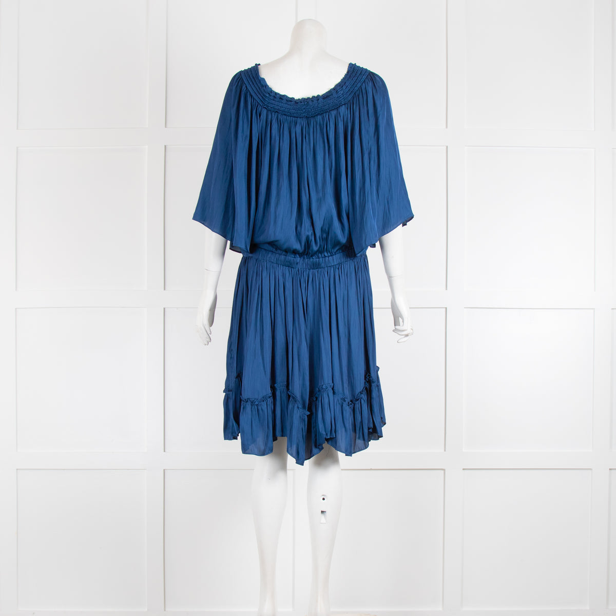 Halston Heritage Blue Off The Shoulder Short Sleeve Dress
