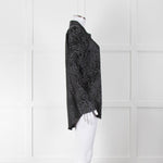Equipment Black and Grey Animal Print Collared Shirt