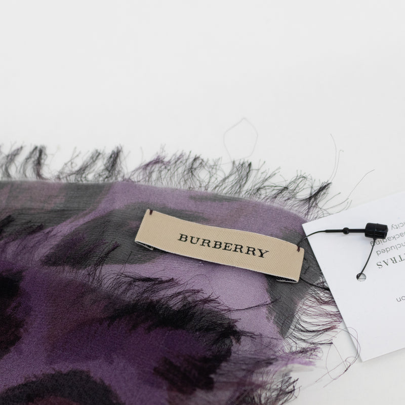 Burberry Purple Leopard Chiffon Scarf