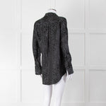 Equipment Black and Grey Animal Print Collared Shirt
