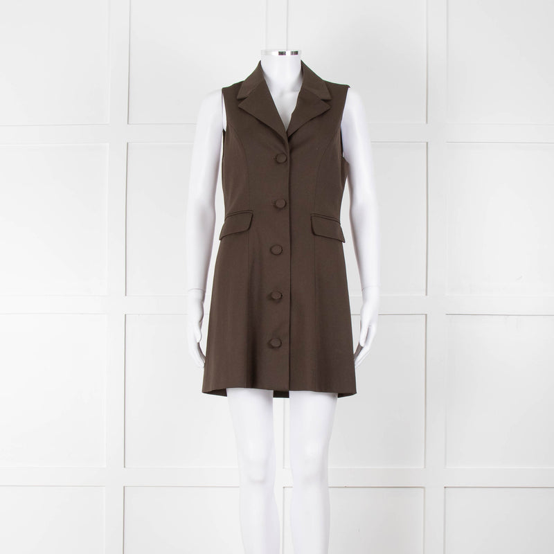 Reformation Sleeveless Brown Blazer Dress