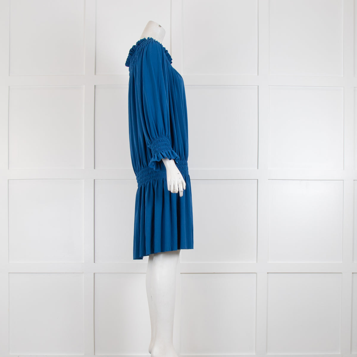 Norma Kamali Blue Long Sleeved Dress with Elasticated Waist