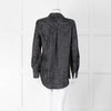Equipment Black and Grey Animal Print Collared Shirt