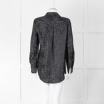 Equipment Black and Grey Animal Print Collared Shirt