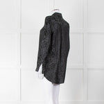 Equipment Black and Grey Animal Print Collared Shirt