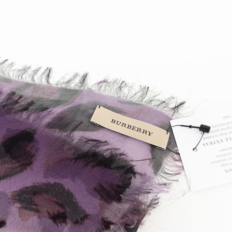 Burberry Purple Leopard Chiffon Scarf