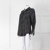Equipment Black and Grey Animal Print Collared Shirt