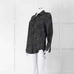 Equipment Black and Grey Animal Print Collared Shirt