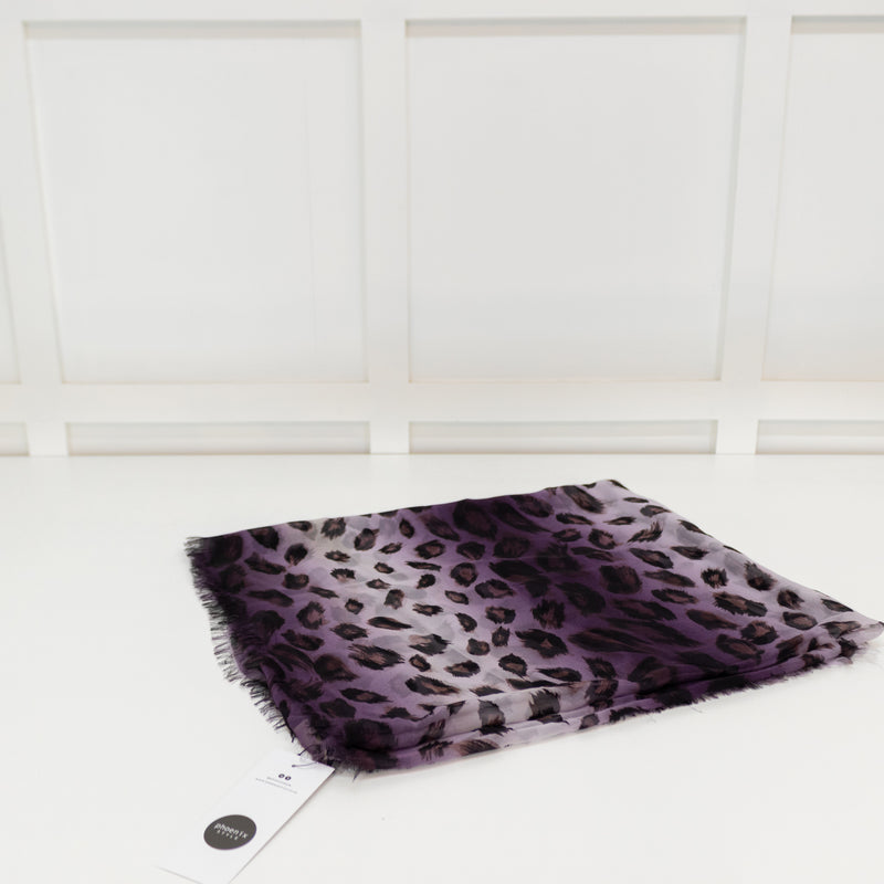 Burberry Purple Leopard Chiffon Scarf
