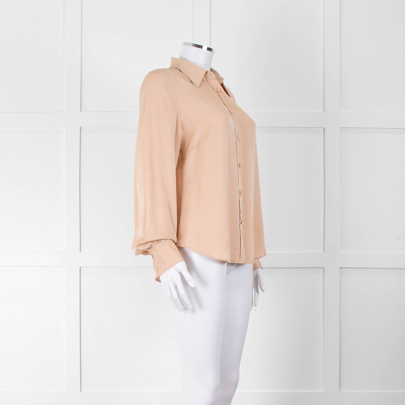 Frame Blush Pink Collared Silk Blouse