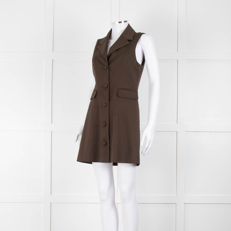 Reformation Sleeveless Brown Blazer Dress