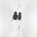 LOVEBIRDS White Cotton Leaf Print Applique Long Sleeve Shirt