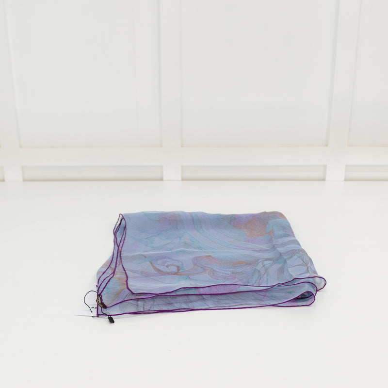 Hermes Blue Silk Chiffon Brides de Gala 140 Scarf