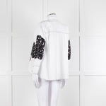 LOVEBIRDS White Cotton Leaf Print Applique Long Sleeve Shirt