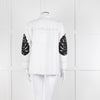 LOVEBIRDS White Cotton Leaf Print Applique Long Sleeve Shirt