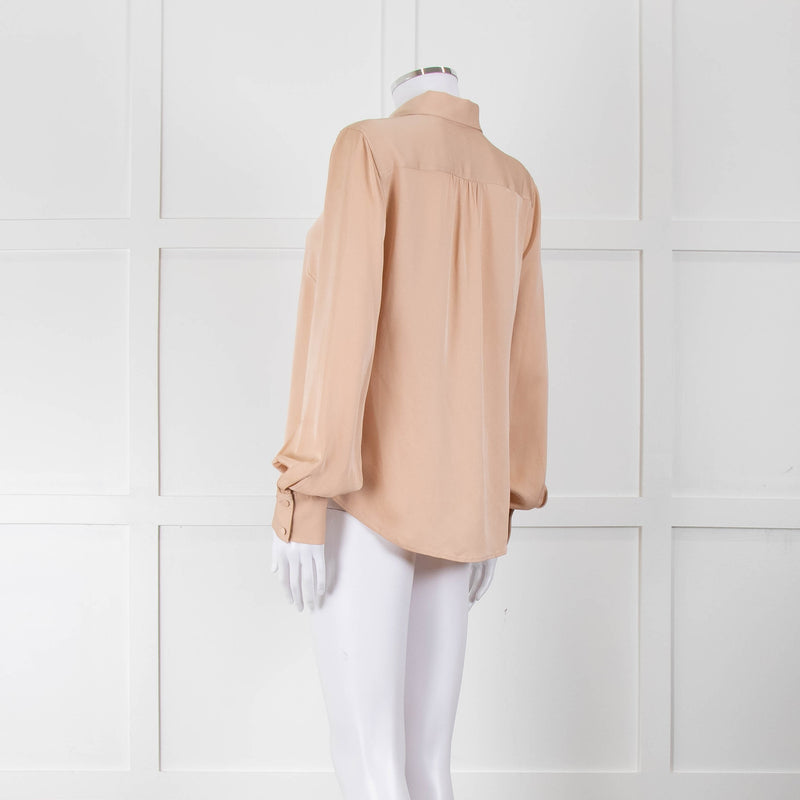 Frame Blush Pink Collared Silk Blouse