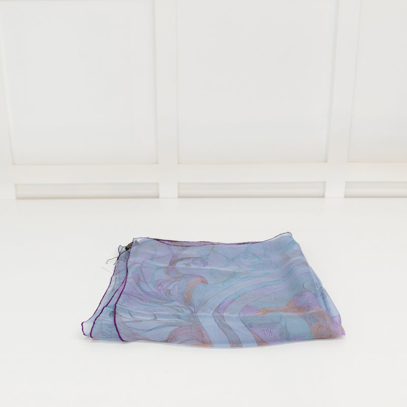 Hermes Blue Silk Chiffon Brides de Gala 140 Scarf