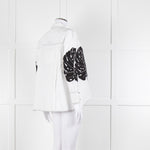 LOVEBIRDS White Cotton Leaf Print Applique Long Sleeve Shirt