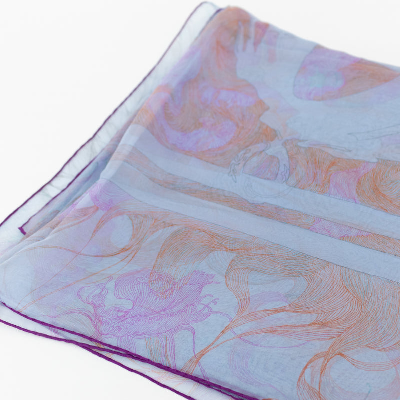 Hermes Blue Silk Chiffon Brides de Gala 140 Scarf