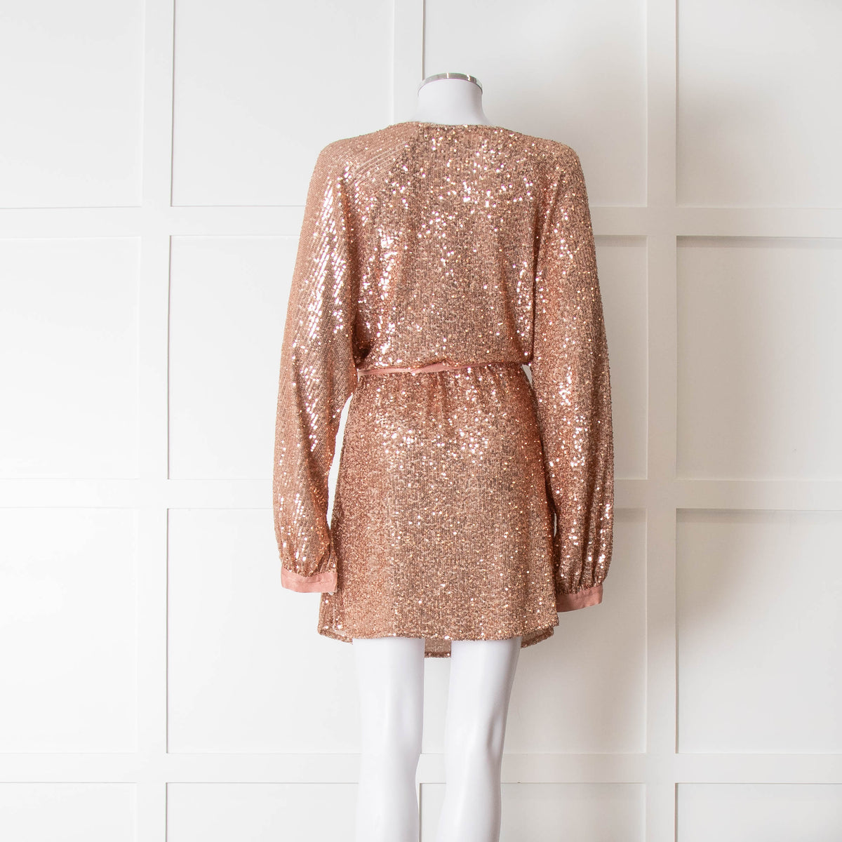 Winona Pink Sequin Dress With Long Sleeves & Belt