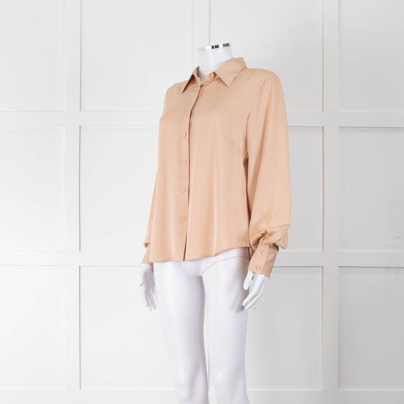 Frame Blush Pink Collared Silk Blouse