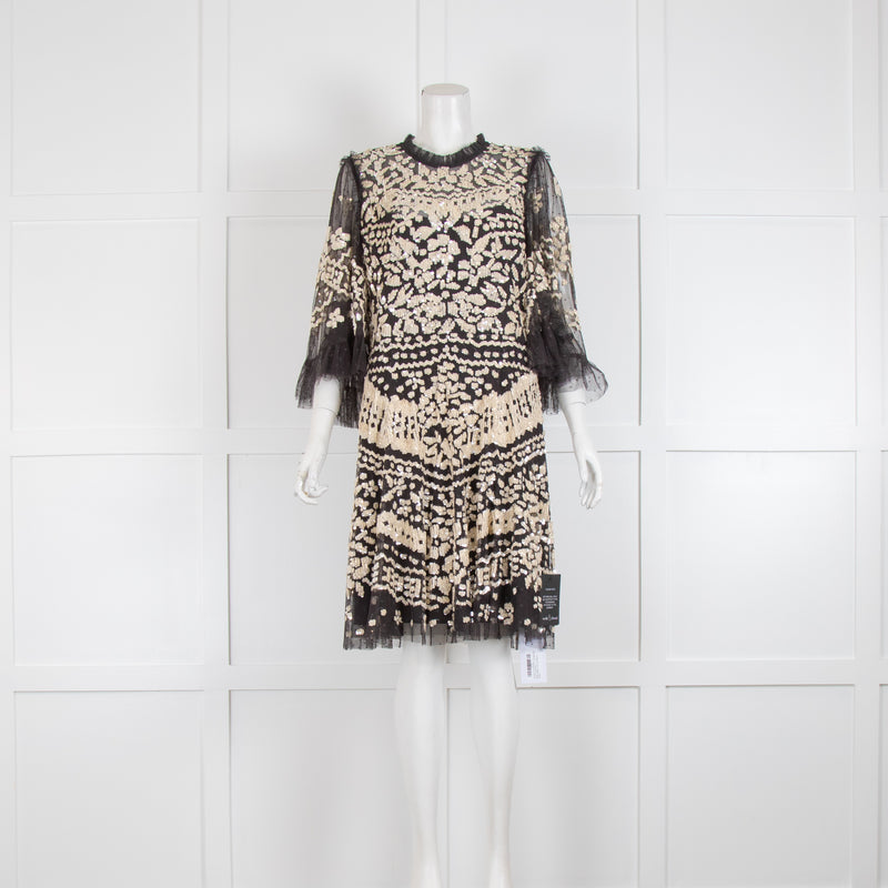 Needle & Thread Black Sequin Anais Mini Dress