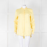 Equipment Pale Yellow Grandad Collar Silk Blouse