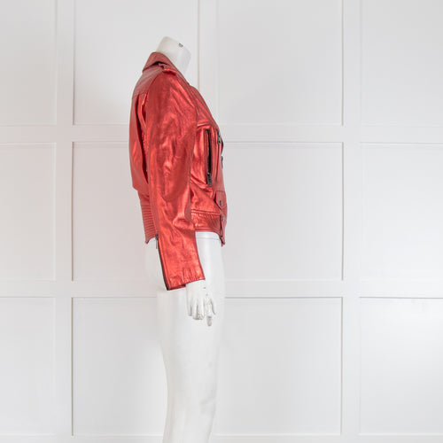 Zadig & Volatire Red Metallic Biker Jacket