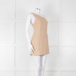 Venroy Beige Linen One Shoulder Mini Dress