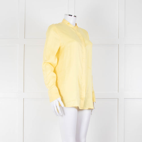 Equipment Pale Yellow Grandad Collar Silk Blouse