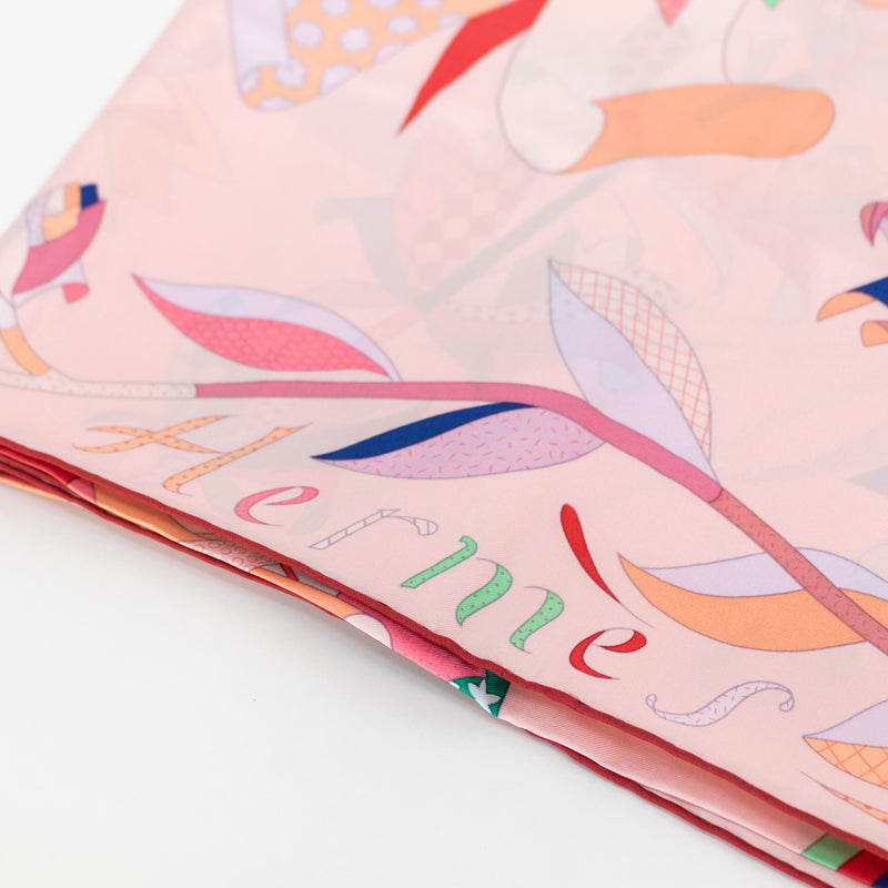 Hermes Silk 140 Pink Parais du Sole Scarf 9