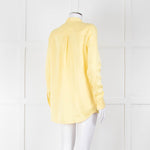 Equipment Pale Yellow Grandad Collar Silk Blouse